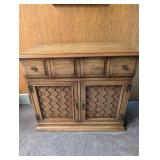 Oak Bar Cabinet With Stemware Rack