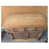 Oak Bar Cabinet With Stemware Rack