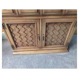 Oak Bar Cabinet With Stemware Rack