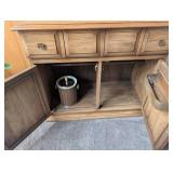 Oak Bar Cabinet With Stemware Rack