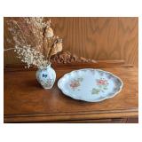 Aynsley Cottage Garden Bone China Vase & Tray (Lot of 2)
