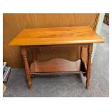 Wood Side Table With Lower Shelf