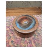 Wooden Lidded Box With Agate Stone Top