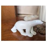 Table Lamp With Polar Bear Figurine and Faux Fur Rug