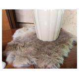 Table Lamp With Polar Bear Figurine and Faux Fur Rug