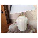 Table Lamp With Polar Bear Figurine and Faux Fur Rug