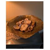 Decorative Metal Shell Bowl With Mixed Seashells
