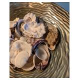 Decorative Metal Shell Bowl With Mixed Seashells