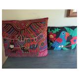 Embroidered Folk Art Pillows (Lot of 2)