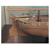 Wood Sailing Ship Model in Glass Display Case
