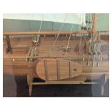 Wood Sailing Ship Model in Glass Display Case