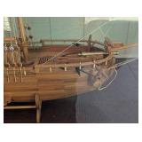 Wood Sailing Ship Model in Glass Display Case