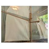 Wood Sailing Ship Model in Glass Display Case