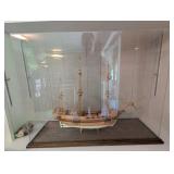 H.m.s. Beagle Wooden Model Ship in Display Case