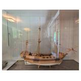 H.m.s. Beagle Wooden Model Ship in Display Case