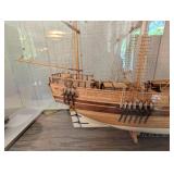 H.m.s. Beagle Wooden Model Ship in Display Case