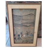 Framed Asian Horse Rider Artwork
