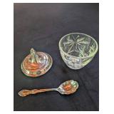 Oneida Crystal Condiment Set With Spoon (Lot of 4)