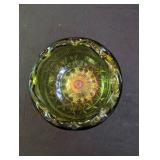 Green Pressed Glass Footed Compote Bowl