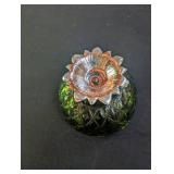 Green Pressed Glass Footed Compote Bowl