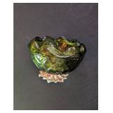 Green Pressed Glass Footed Compote Bowl