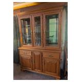Oak China Cabinet Hutch 81" Tall X 55" Wide