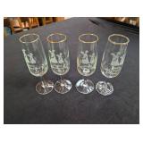 Vintage Happy Thanksgiving Champagne Flutes (Lot of 4)
