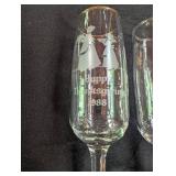Vintage Happy Thanksgiving Champagne Flutes (Lot of 4)