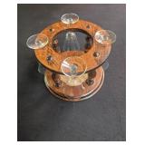 Wooden Wine Glass Rack With 4 Stemmed Glasses