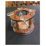 Wooden Wine Glass Rack With 4 Stemmed Glasses