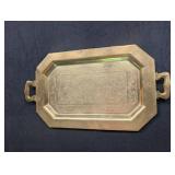 Ornate Brass Serving Tray With Handles