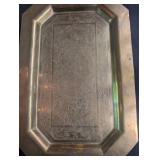Ornate Brass Serving Tray With Handles
