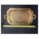 Ornate Brass Serving Tray With Handles