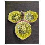 Triple Leaf Ceramic Serving Dish With Center Handle