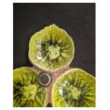 Triple Leaf Ceramic Serving Dish With Center Handle