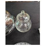 Clear Pressed Glass Vanity Dishes & Covered Jars