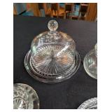 Clear Pressed Glass Vanity Dishes & Covered Jars
