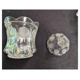 Clear Pressed Glass Vanity Dishes & Covered Jars