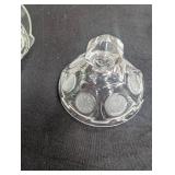 Clear Pressed Glass Vanity Dishes & Covered Jars