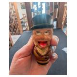 Carved Wood Figural Bottle Stopper With Top Hat