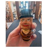 Carved Wood Figural Bottle Stopper With Top Hat