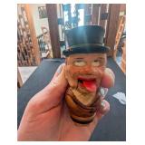 Carved Wood Figural Bottle Stopper With Top Hat