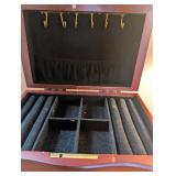 Wood Jewelry Box With 3 Drawers & Necklace Hooks