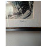 Framed Mountain Landscape Print Signed Triplett
