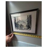 Framed Mountain Landscape Print Signed Triplett