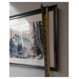 Framed Mountain Landscape Print Signed Triplett