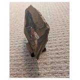 Signed Painted Stone Dog & Bird Decor on Wood Stand