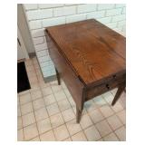 Wood Drop-Leaf Side Table With Two Drawers