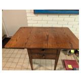 Wood Drop-Leaf Side Table With Two Drawers