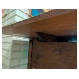 Wood Drop-Leaf Side Table With Two Drawers